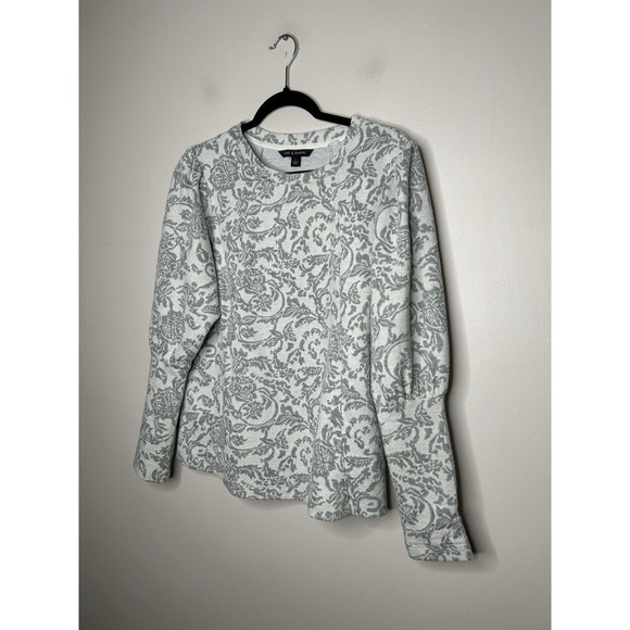 Zac & Rachel Sweatshirt Women's Gray Floral Long Sleeve Crew Neck Size Large - Picture 5 of 11